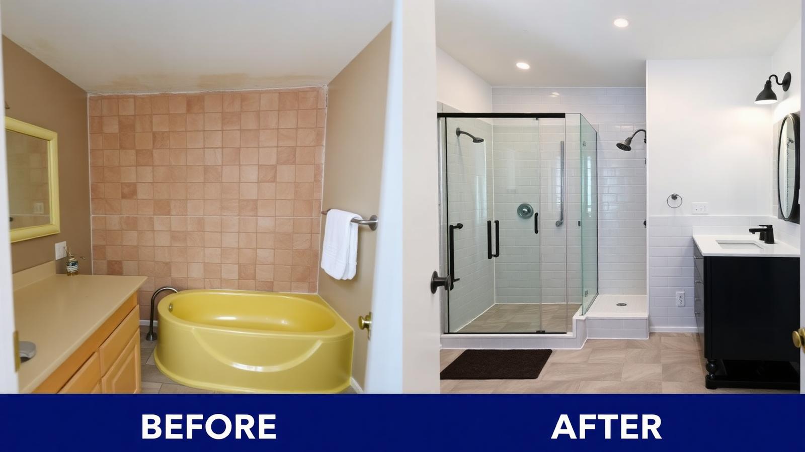Before and after Bathroom Remodel project by Copper State Restoration in Queen Creek, AZ