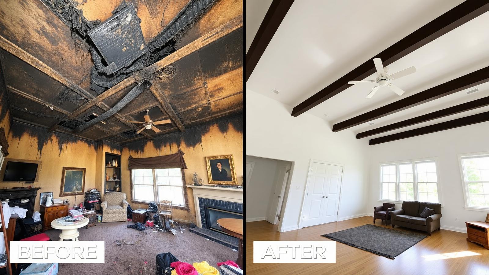 Before and after Fire Damage project by Copper State Restoration in Queen Creek, AZ
