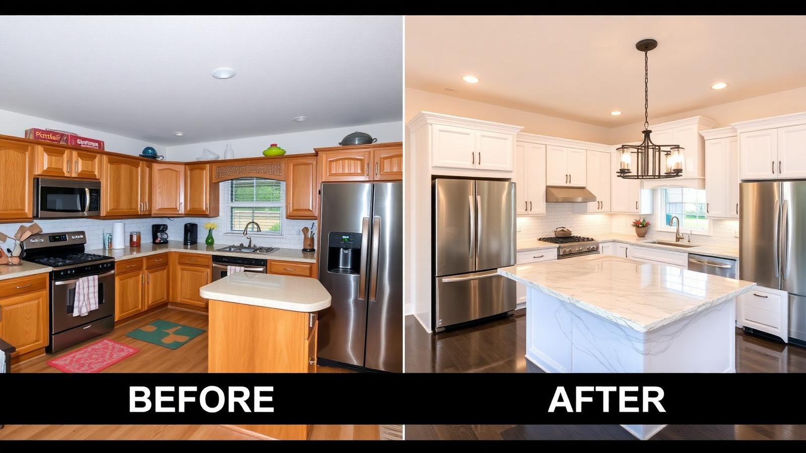 Before and after Kitchen Remodel project by Copper State Restoration in Queen Creek, AZ